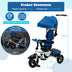 Folding Tricycle Baby Stroller with Reversible Seat and Adjustable Canopy-Blue - Color: Blue - Minihomy