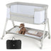 Portable Bedside Sleeper for Baby with 7 Adjustable Heights-Gray - Color: Gray - Minihomy