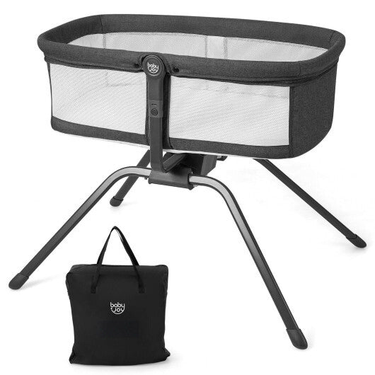 Portable Folding Bedside Sleeper with Mattress and Carry Bag-Gray & White - Color: Gray & White