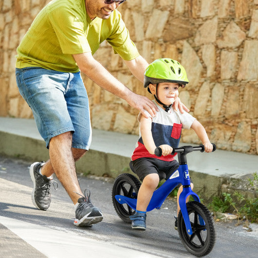 Kids Balance Bike with Rotatable Handlebar and Adjustable Seat Height-Blue - Color: Blue