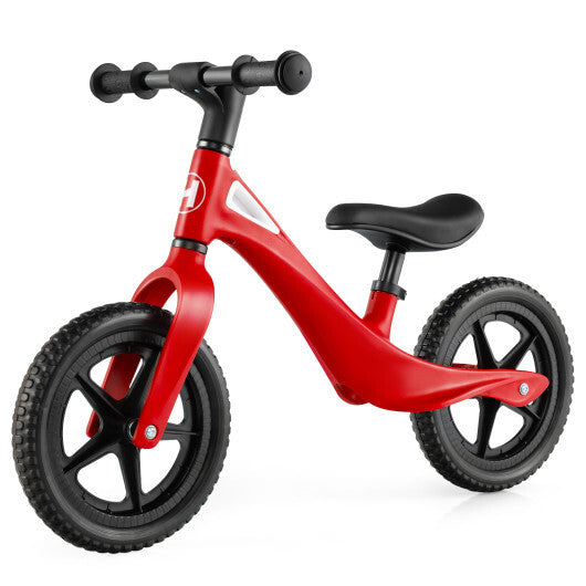 Kids Balance Bike with Rotatable Handlebar and Adjustable Seat Height-Red - Color: Red