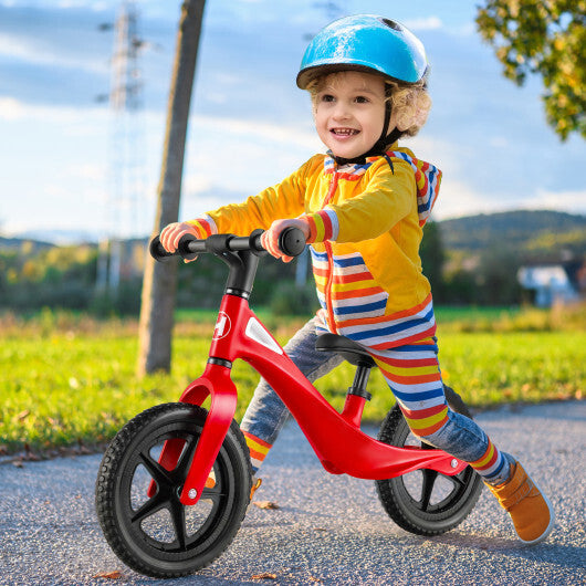 Kids Balance Bike with Rotatable Handlebar and Adjustable Seat Height-Red - Color: Red