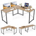 95 Inch 2-Person L-Shaped Long Reversible Computer Desk with Monitor Stand-Natural - Color: Natural - Minihomy