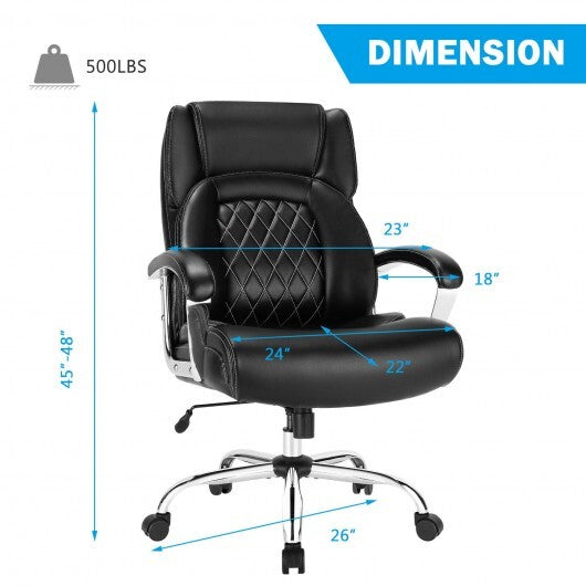 Height Adjustable Big and Tall Office Chair Computer Desk Chair with Metal Base-Black - Color: Black - Minihomy