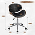 Adjustable Leather Office Chair Swivel Bentwood Desk Chair with Curved Seat-Black - Color: Black - Minihomy