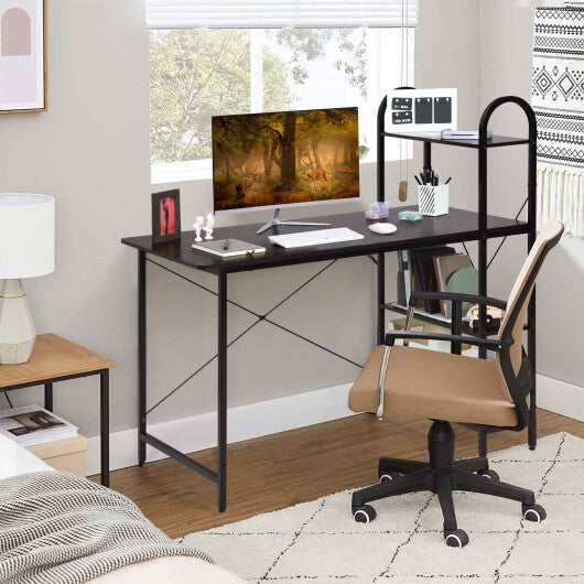 Reversible Computer Desk Study Workstation Home Office 4-tier Bookshelf-Brown - Color: Brown