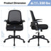 Adjustable Mesh Office Chair Rolling Computer Desk Chair with Flip-up Armrest-Black - Color: Black - Minihomy