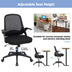 Adjustable Mesh Office Chair Rolling Computer Desk Chair with Flip-up Armrest-Black - Color: Black - Minihomy