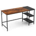 55" Modern Industrial Style Study Writing Desk with 2 Storage Shelves - Color: Rustic Brown - Minihomy