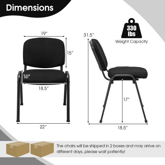 Office Chair with Metal Frame and Padded Cushions for Conference Room-Set of 2 - Color: Black - Minihomy