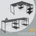 L Shaped Computer Desk with 4 Storage Shelves and Cable Holes-Black - Color: Black - Minihomy