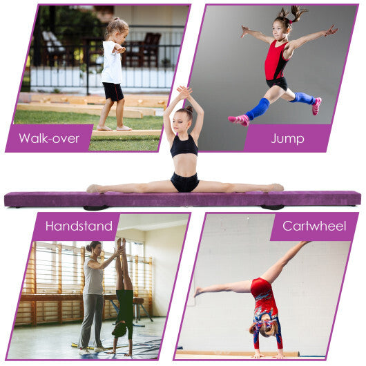 7 Feet Folding Portable Floor Balance Beam with Handles for Gymnasts-Purple - Color: Purple - Minihomy