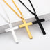 Korean Christian single smooth titanium Cross Necklace Pendant with chain stainless steel men's jewelry - Minihomy