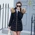 Mid-length Slim Cotton Jacket Large Fur Collar Down Jacket - Minihomy