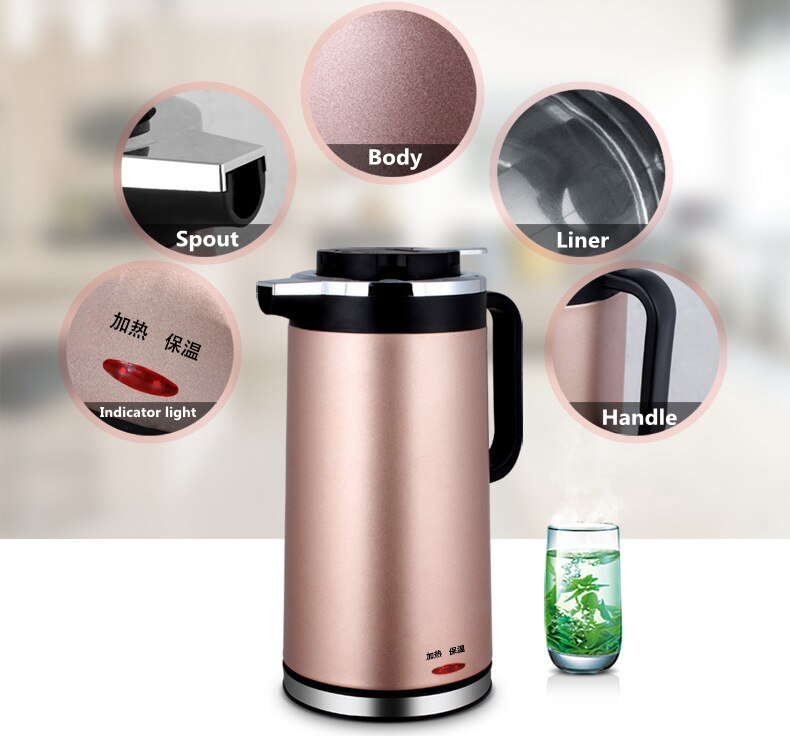 Electric kettle double insulated stainless steel mini kettle 1.8L - Minihomy