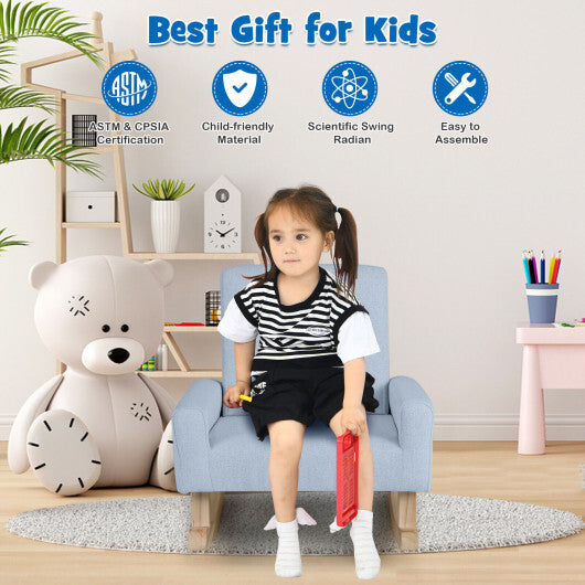 Kids Rocking Chair with Solid Wood Legs-Blue - Color: Blue - Minihomy