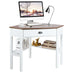 Corner Wooden Piece Laptop Computer Desk-Natural - Color: Natural - Minihomy