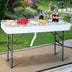 4 Feet Plastic Party Ice Folding Table with Matching Skirt - Color: White - Minihomy