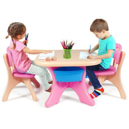 In/Outdoor 3-Piece Plastic Children Play Table & Chair Set - Color: Multicolor - Minihomy