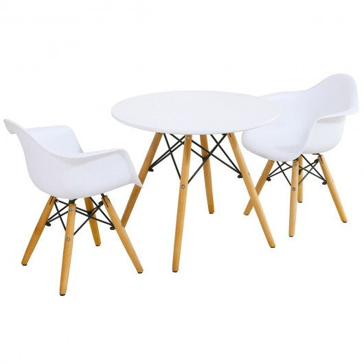 3 Pieces Kid's Modern Round Table Chair Set - Minihomy