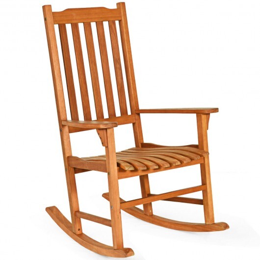 Outdoor Rocking Chair Single Rocker for Patio Deck  - Color: Natural - Minihomy