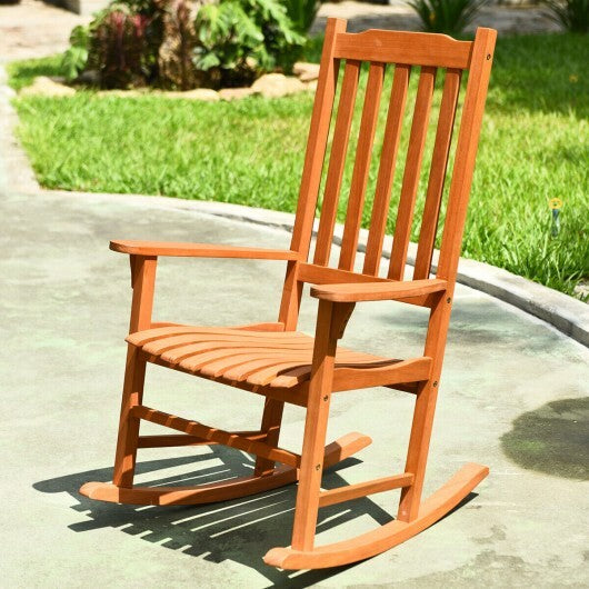 Outdoor Rocking Chair Single Rocker for Patio Deck  - Color: Natural - Minihomy