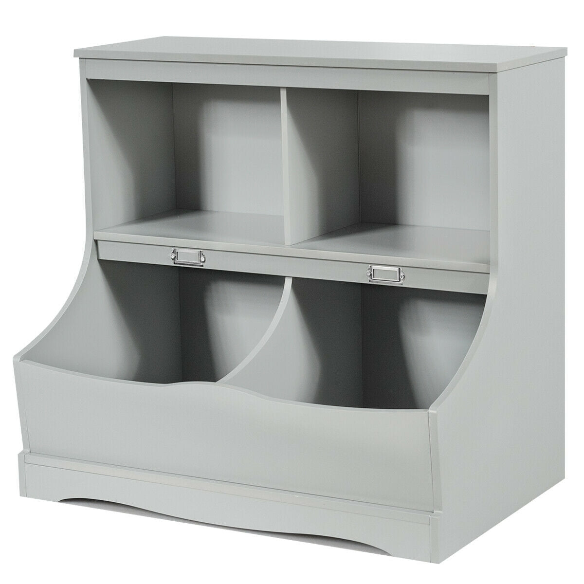 Kids Floor Cabinet Multi-Functional Bookcase -Gray - Color: Gray