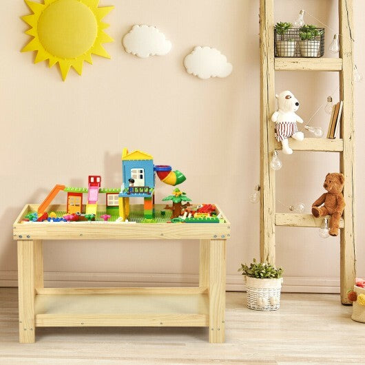 Solid Multifunctional Wood Kids Activity Play Table-Natural - Color: Natural