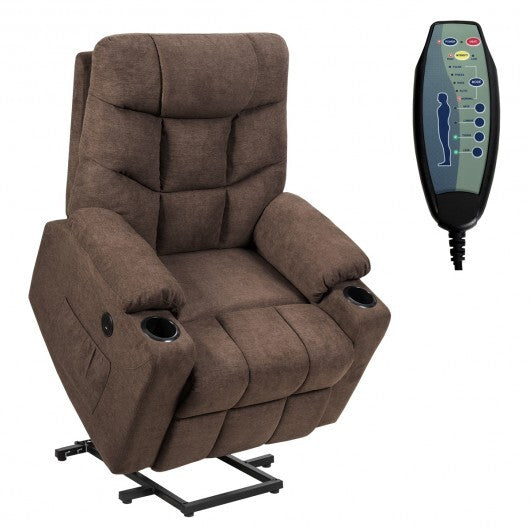 Electric Power Lift Recliner Massage Sofa-Brown