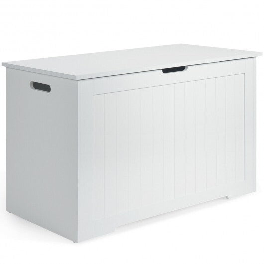 Wooden Toy Box Kids Storage Chest Bench -White - Color: White
