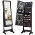 Lockable Mirrored Jewelry Cabinet with Stand and LED Lights - Minihomy