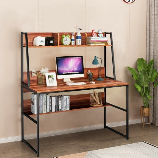 47-Inch Computer Desk Writing Study Table Workstation-Coffee - Color: Brown - Minihomy