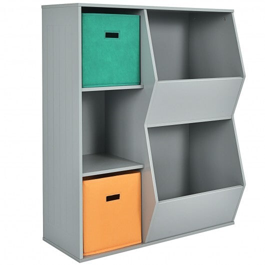 Kids Toy Storage Cabinet Shelf Organizer -Gray - Color: Gray