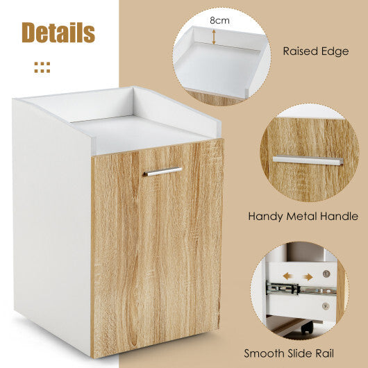 File Cabinet with 2 Drawers Mobile Filing Cabinet with Wheel for Letter Size-White - Minihomy