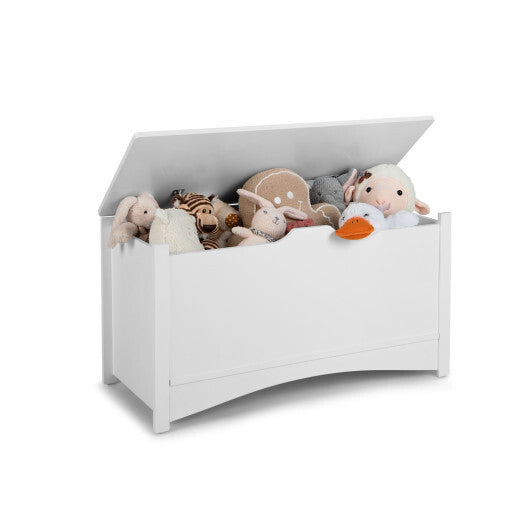 Kid's Toy Box with Flip-Top Lid and Cut-Out Pulls - Color: White