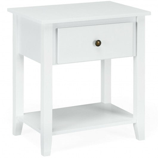 Nightstand with Drawer and Storage Shelf for Bedroom Living Room-Espresso