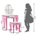 Kids Wooden Makeup Dressing Table and Chair Set with Mirror and Drawer - Color: Pink - Minihomy