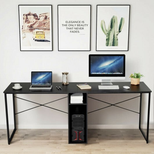 79 Inches Multifunctional Office Desk for 2 Person with Storage-Black - Color: Black - Minihomy