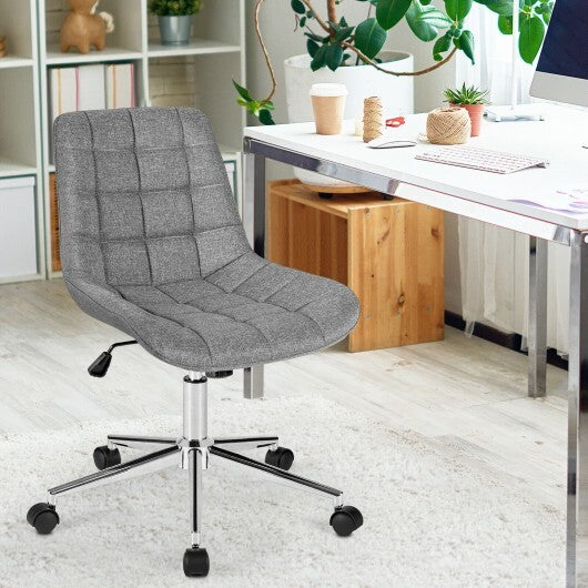 Fabric Adjustable Mid-Back Armless Office Swivel Chair - Color: Gray - Minihomy