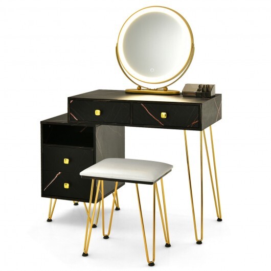 Modern Dressing Table with Storage Cabinet-White - Minihomy