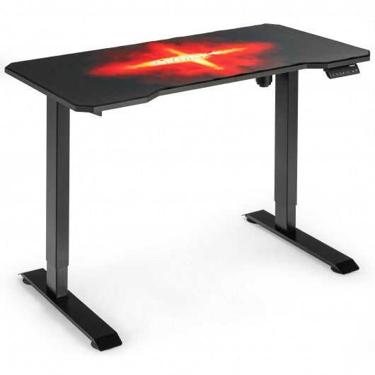 Electric Standing Gaming Desk with Height Adjustable Splice Board - Color: Black - Minihomy