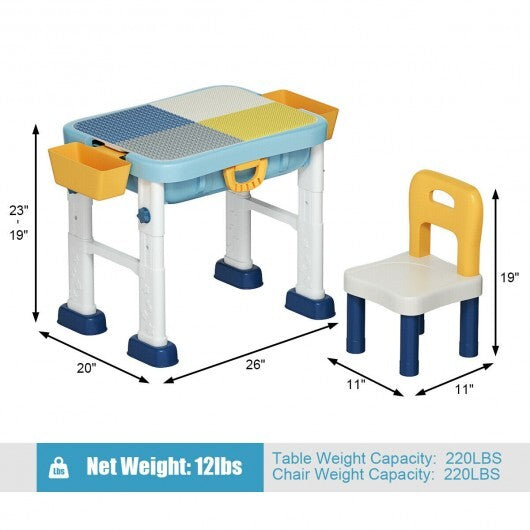 6-in-1 Kids Activity Table Set with Chair - Color: Multicolor - Minihomy