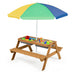 3-in-1 Kids Outdoor Picnic Water Sand Table with Umbrella Play Boxes-Yellow - Color: Yellow - Minihomy