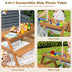 3-in-1 Kids Outdoor Picnic Water Sand Table with Umbrella Play Boxes-Yellow - Color: Yellow - Minihomy