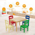 5 pcs Kids Pine Wood Multicolor Table Chair Set  - Color: Deep Multicolor - Minihomy