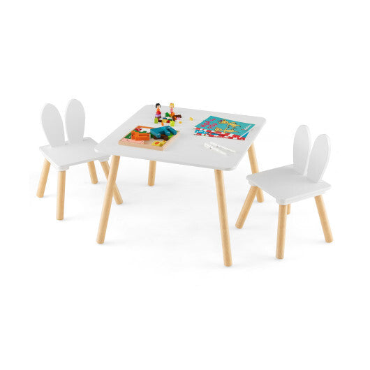 3 Pieces Kids Table and Chairs Set for Arts Crafts Snack Time-White - Color: White