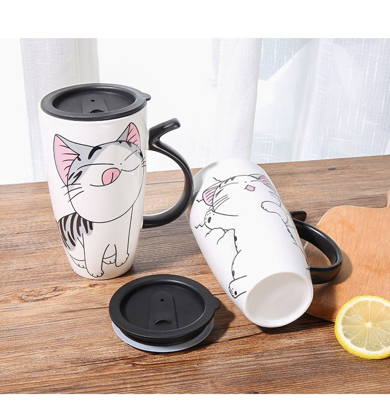 Large 600 ml Cute Ceramic Cat Mug - Minihomy