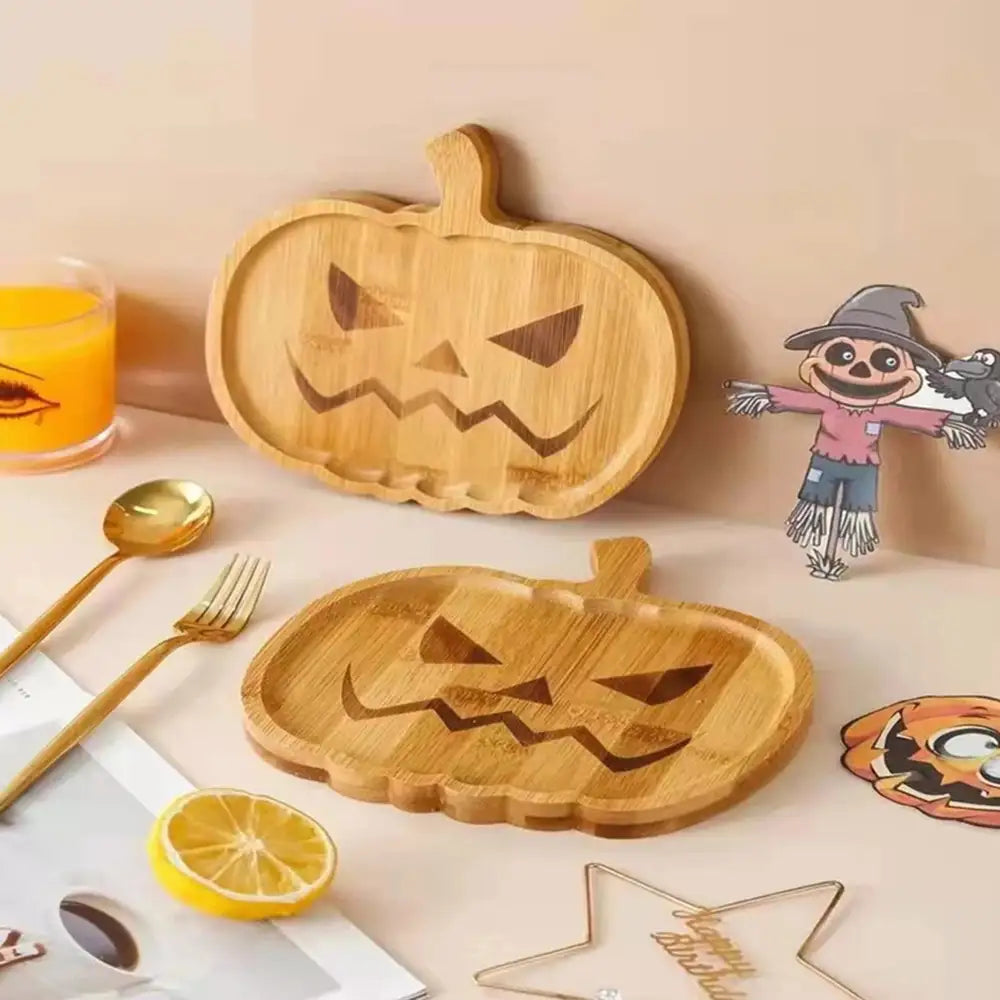 Halloween Wooden Pumpkin Tray Home Decor - Minihomy