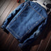 Denim Bomber Jacket with Fur Men Black High Quality Jeans Jacket - Minihomy