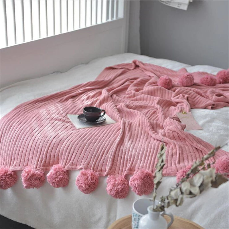 Ball carpet cotton knit blanket Sofa Cover Air Conditioning Blanket - Minihomy